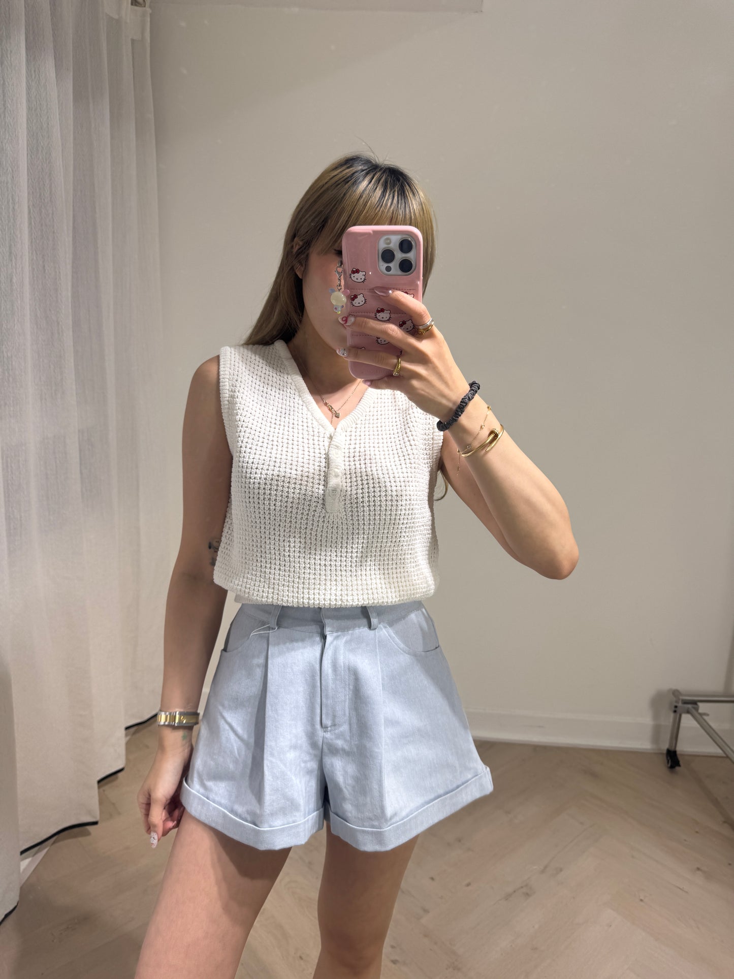 綿麻線料背心 ( 杏/白/深啡/深藍 )