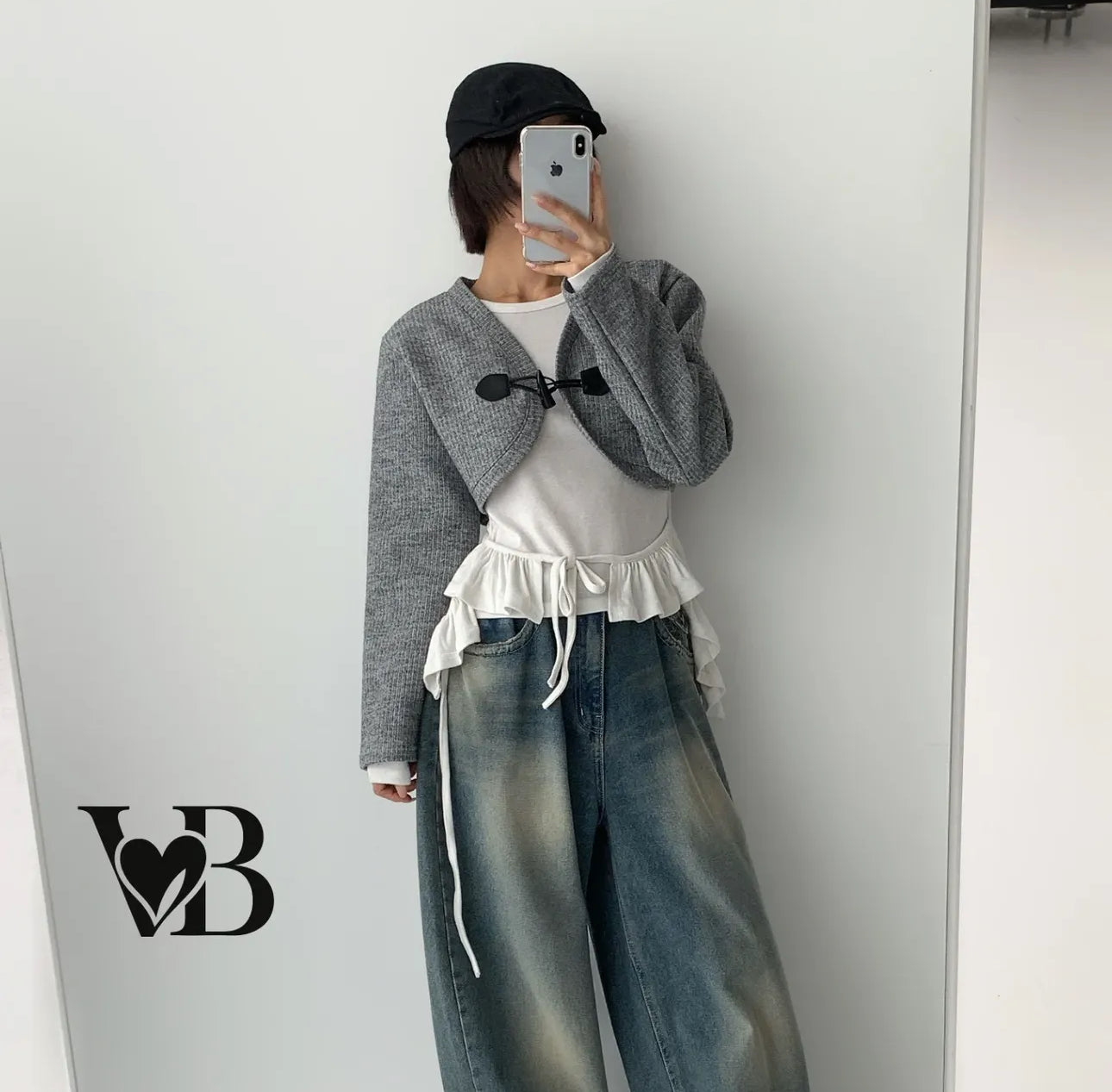 牛角扣線料短外套 ( 黑/灰/啡 )