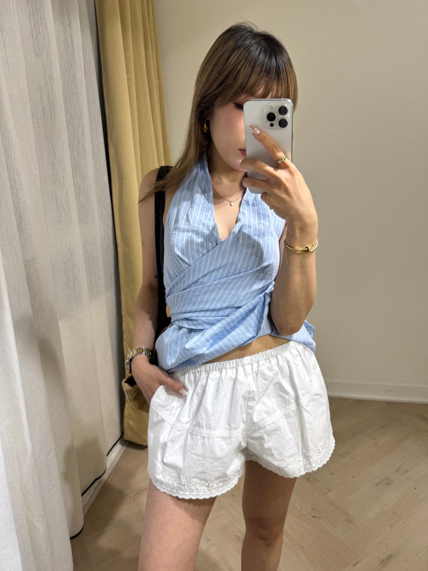 精緻刺繡LACE邊低腰短褲