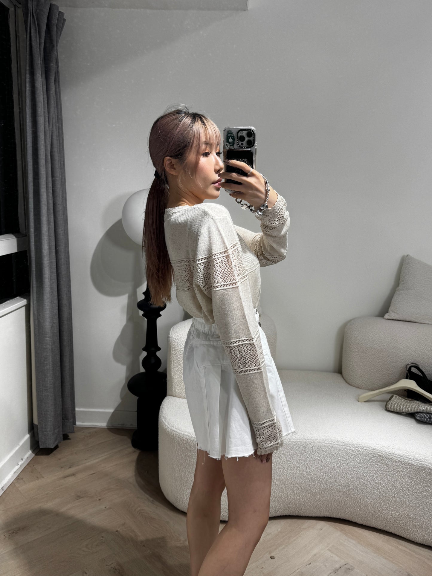 燕麥色花紋外套