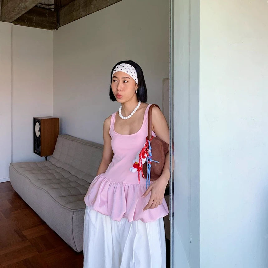 泰國代購款 絲質泡腳背心 ( 黑/白/粉/啡 )