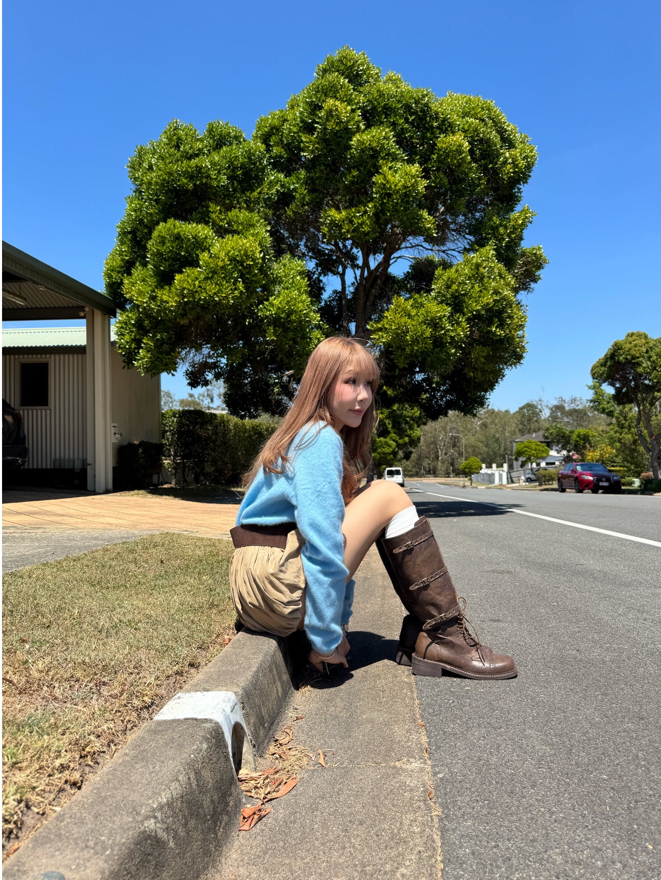 三間幼BELT長BOOT ( 啡/黑 )