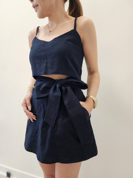 後綁蝴蝶結背心裙褲套裝 ( 五色 )