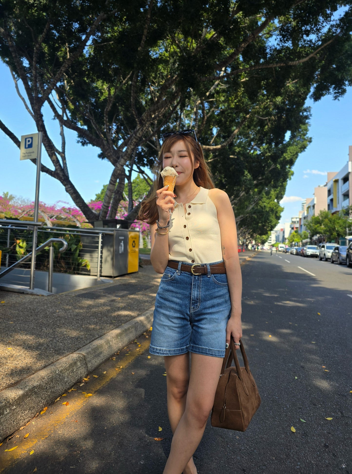 藍色洗水中長短牛 ( S/M/L )