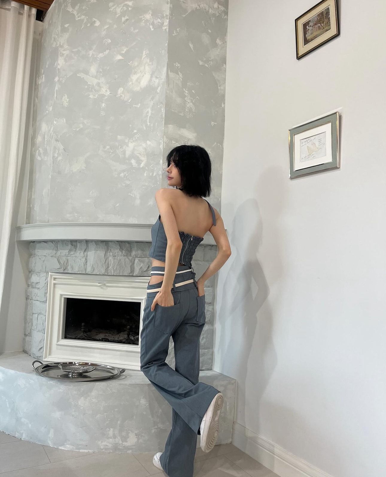 兩旁鏤空長褲 ( 啡/灰 ) S/M