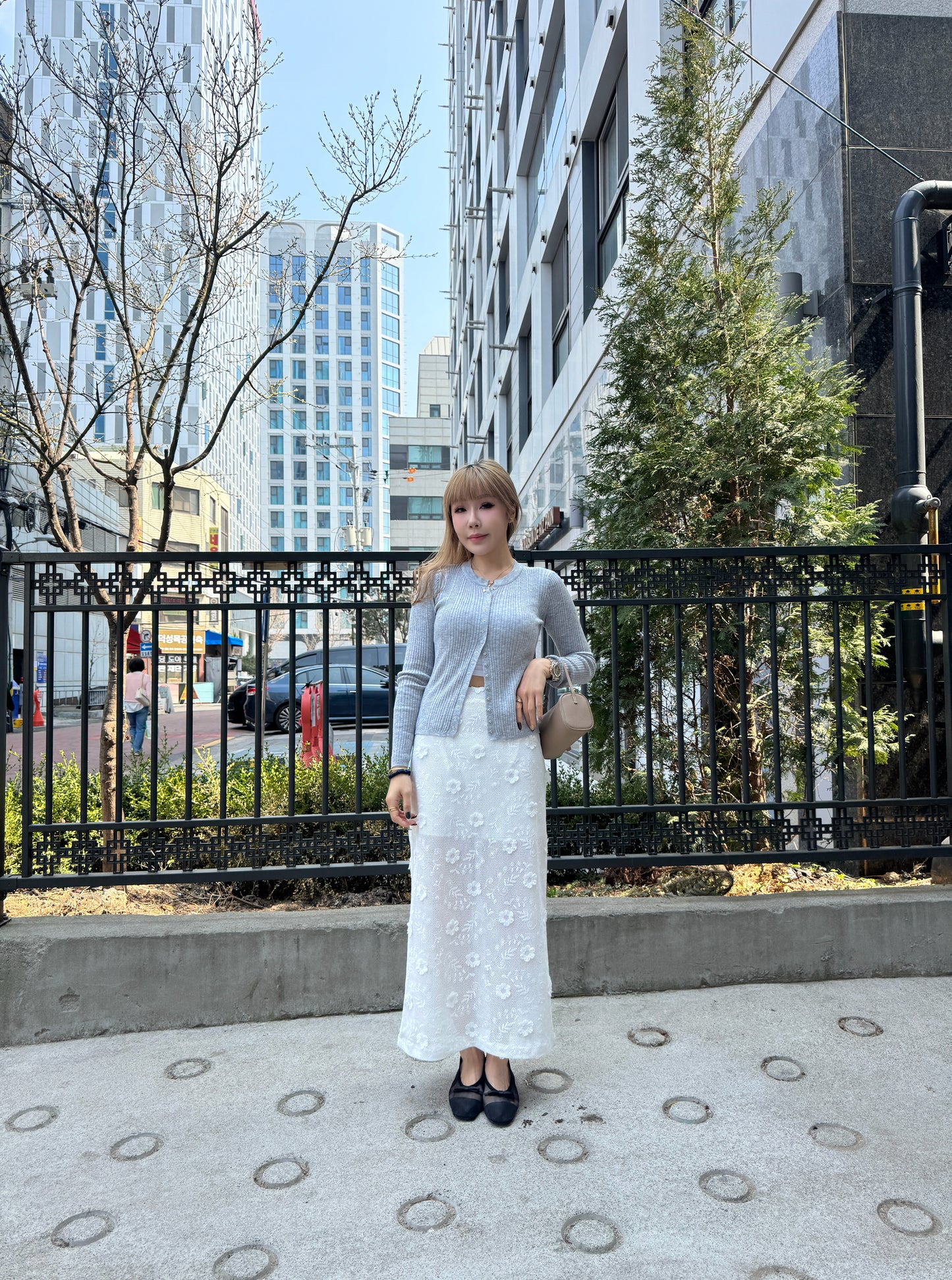 直紋啪鈕線外套 ( 淡黃/灰/紫 )