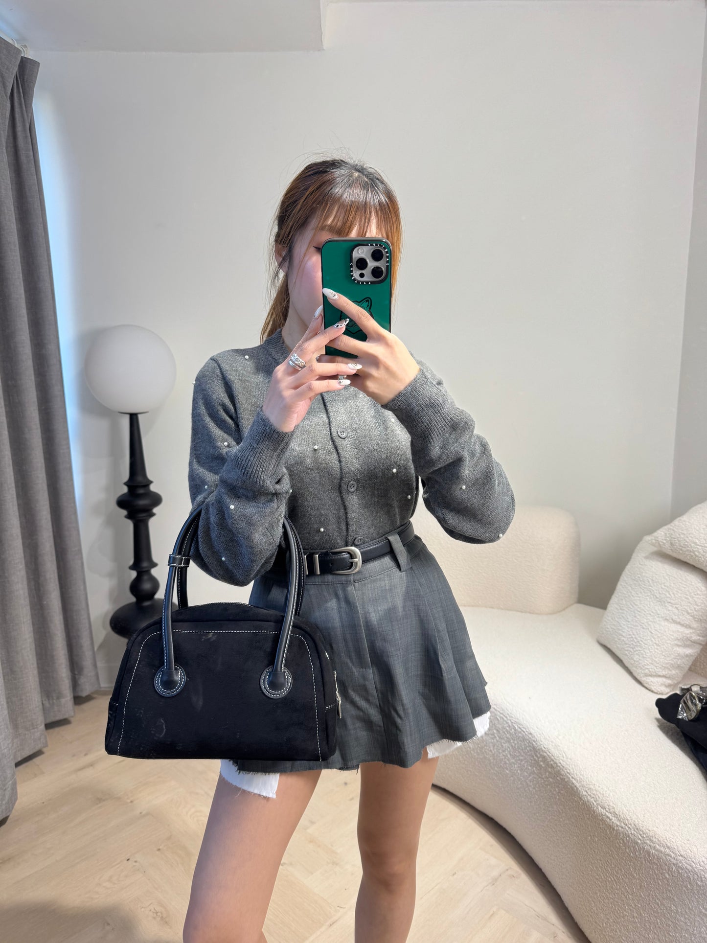 細珍珠外套 ( 黑/灰 )