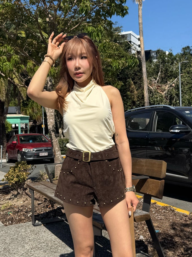 啡色金釘麂布有BELT短褲 ( S/M/L )